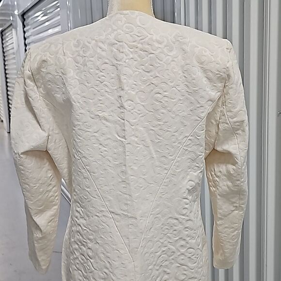 Vintage Jacquard Cream Single Button Blazer Size 10‎ - Picture 3 of 8